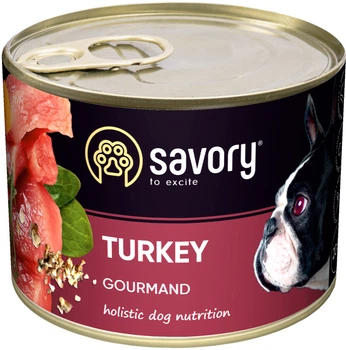 Вологий корм Savory для дорослих собак з індичкою
