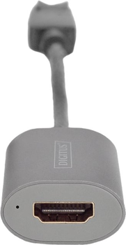 Kabel adapter Digitus DisplayPort HDMI 8K/60Hz szary 15 cm (4016032478713)