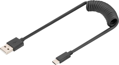 Спіральний кабель Digitus USB 2.0 Type-A to Type-C PD60W Max 1 m (4016032482543)