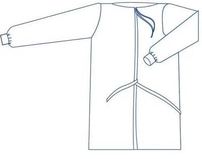 Халат медицинский хирургический Славна на завязках 130 см размер 50-52 L (1220502)