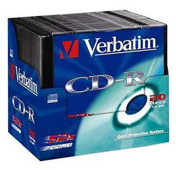 Диски Verbatim CD-R 700 MB 52x Slim 20 шт Extra (4002888433488)