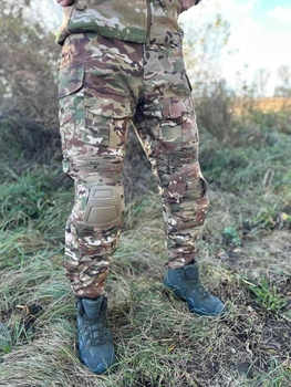 Военые тактические брюки с эластичными вставками брюки Рип-Стоп со съемными защитными наколенниками L(50) Мультикам