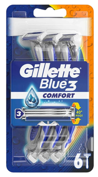 Одноразові чоловічі бритви Gillette Blue3 Comfort Comfortgel 6 шт (7702018489862)