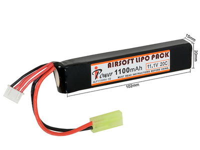 Аккумулятор Li-Po 1100mAh 11,1V 20C [IPower] (для страйкбола)
