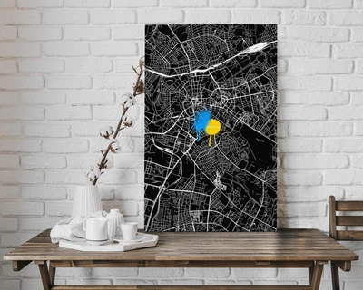 Картина Декоративная карта Харькова ,минимализм 120x80 см, (Код товара: idea-2036)