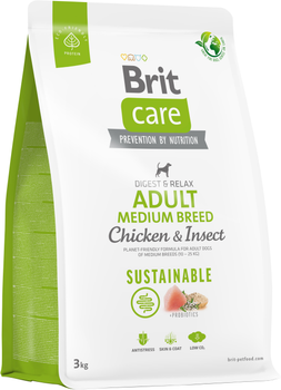 Корм для собак средних пород Brit Care Dog Sustainable Adult Medium Breed с курицей и насекомыми 3 кг (8595602558698)
