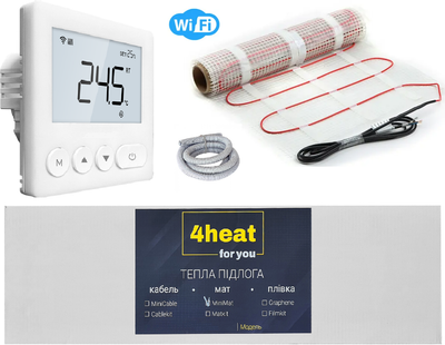 Тепла підлога з регулятором 4HEAT MatKit WiFi 0.5 м² мат під плитку з терморегулятором (4HT.MKWF.05)