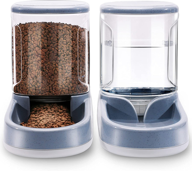 Кормушка и поилка для кошек и собак Hoopet 2 x 3.5L, комплект Серый (098-GREY)