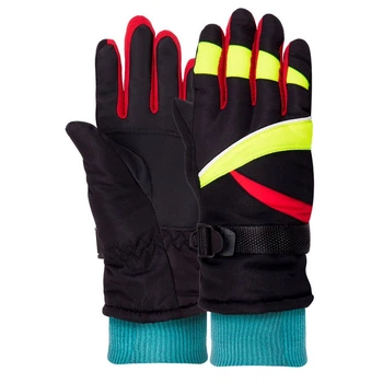 Рукавички гірськолижні дитячі Zelart Action 51-1 розмір L-XL (9-12 років) Black-Neon Green-Red
