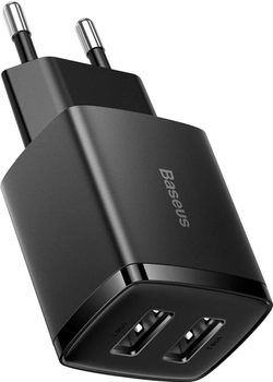 Мережевий зарядний пристрій Baseus Compact Charger 2USB 10.5W Black (CCXJ010201)
