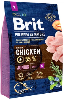 Сухой корм для щенков и молодых собак мелких пород Brit Premium Junior S со вкусом курицы 3 кг (8595602526260)
