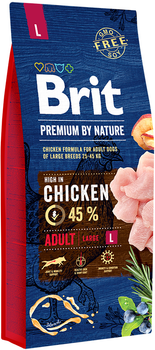 Сухой корм для взрослых собак крупных пород Brit Premium Dog Adult L с курицей 15 кг (8595602526468)