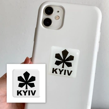 Об'ємна 3D наклейка "KYIV" white стікер для декора телефона, ноутбука, блокнота SX-124