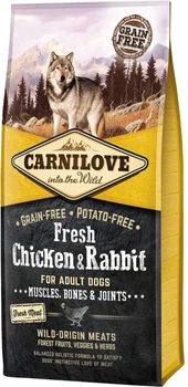 Сухий корм для дорослих собак Carnilove Fresh Muscles, Bones & Joints з куркою та кроликом 12 кг (8595602527526)