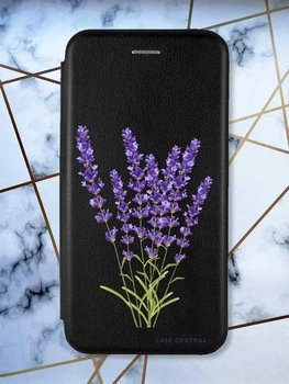 Чохол-книжка з малюнком для Xiaomi Redmi 7A Чорний; Лаванда (принт 28)