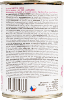 Влажный корм для собак Brit Mono Protein с ягненком 400 г (8595602555369)