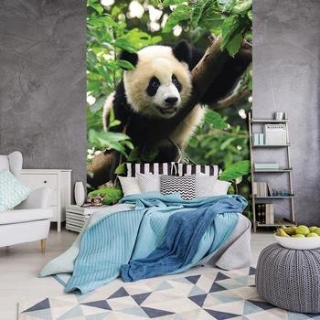 Флизелиновые 3д фотообои для зала животные 184x254 см Медведь панда на дереве (10238V4A) +клей