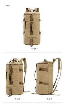 Рюкзак усиленный универсальный, дорожная прочная тканевая сумка через плечо, в стиле РЕТРО, хаки