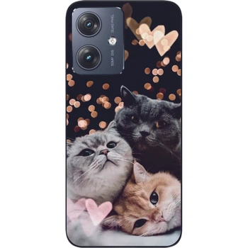 Силиконовый чехол бампер SMTT для Motorola G54 Power с картинкой Три кота