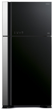 Холодильник Hitachi, двухкамерный, 184x86х74,черный (стекло) (R-VG660PUC7-1GBK)
