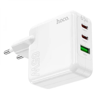 Зарядне мережеве Hoco C115A 2Type-C/USB PD65W швидка зарядка для телефона/смартфона для Android/Samsung/Xiaomi/Huawei/Meizu/Apple Білий