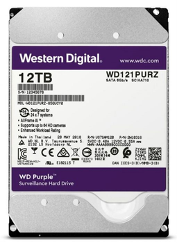 Жорсткий диск Western Digital Purple 12TB 256MB 7200rpm WD121PURZ 3.5 SATA III (0718037863726)