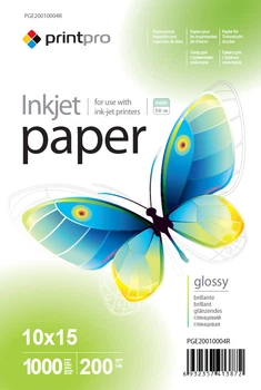 Фотобумага PrintPro 200г/м 10x15 см 1000 л Глянцевая (PGE20010004R)