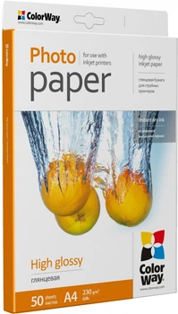 Фотобумага ColorWay глянцевая 230 г/м A4 PG230-50 (PG230050A4)