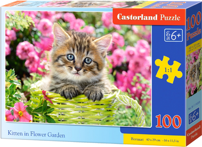 Пазл Castorland Котик у квітковому саду 100 елементів (5904438111039)