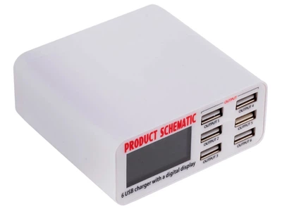 Зарядное устройство Schematic 6A на 6 USB портов с LSD экраном (1003-607-00)