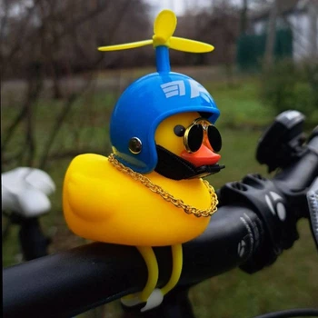 Аксесуар на кермо мото/вело Crazy Duck качка в синьому шоломі з пропеллером