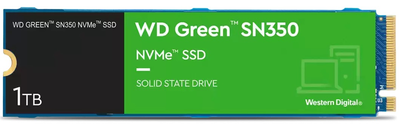 Твердотільний накопичувач M.2 1Tb, Western Digital Green SN350, PCI-E 3.0 x4, 3D QLC, 3200/2500 MB/s (WDS100T3G0C)