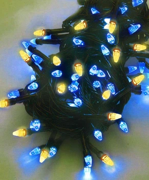 Светодиодная гирлянда Конус Флаг Украины 200 LED DL 10м на черном проводе желто-синий SZ-1220-26