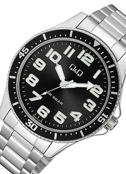 Мужские часы Q&Q QB64J225Y Серебристые с черным