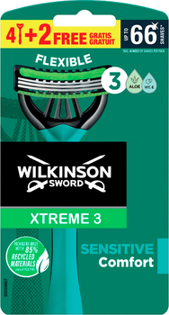 Одноразові станки Wilkinson Sword Xtreme 3 Sensitive 4+2 шт (4027800010707)