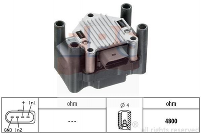 Катушка зажигания EPS 1990420 Skoda Octavia, Fabia; Seat Cordoba, Leon, Toledo, Ibiza; Volkswagen Polo, Golf, Bora, Touran, Caddy, Jetta, Passat; Audi A4, A3 032905106B, 032905106E, 032905106