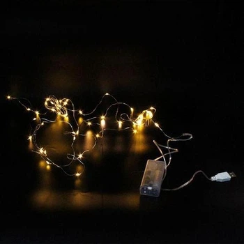 Гирлянда Xmas 50 Led 5 м медной проволоке Теплый белый WW WARM работает от батареек+USB (SH7710182)