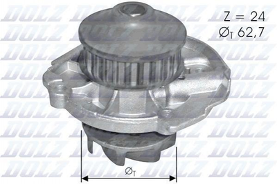 Водяной насос DOLZ S261 Fiat Panda, Punto, Doblo 46526243, 46805736, 55184080