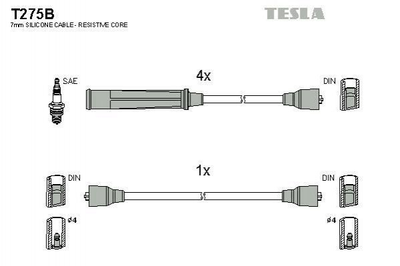 Провода высоковольтные TESLA T275B 1612400, 1612429, 1612436