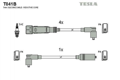 Провід високовольтні TESLA T041B Skoda Octavia 032905041