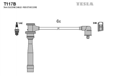 Провід високовольтний TESLA T117B Hyundai Tucson, Sonata, Trajet, Santa Fe, Coupe; KIA Sportage, Magentis 2750137A00, 2750137B00