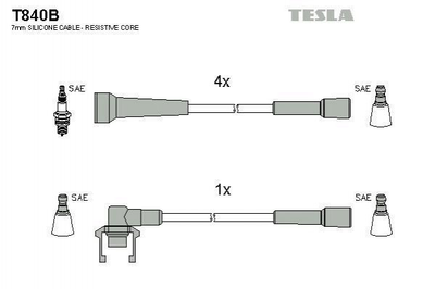 Провода высоковольтные TESLA T840B Renault Laguna, Clio