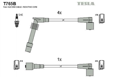 Провода высоковольтные TESLA T765B Opel Astra, CORSA 1612606, 1612607, 1612639