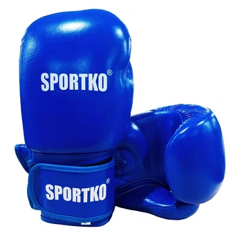 Боксерские перчатки SPORTKO кожаные "Элит" 5912 синие 10 унций
