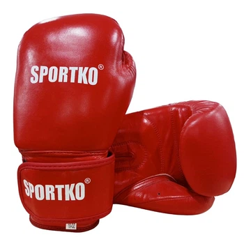 Боксерские перчатки SPORTKO кожаные "Элит" 5913 красные 10 унций