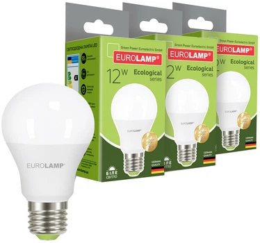 Светодиодная лампа EUROLAMP А60 12W E27 4000K 3 шт