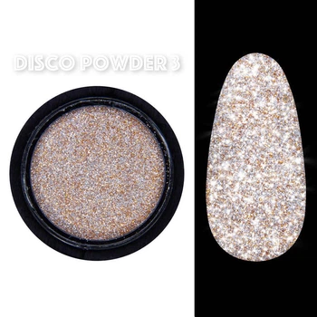 Втирка для дизайна ногтей Disco, 03 светоотражающий золотистый