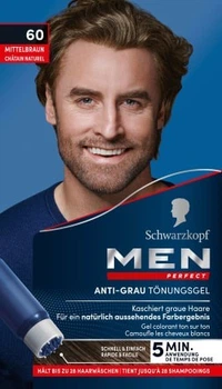 Чоловіча гель-фарба від сивини Schwarzkopf Men Perfect №60 Средній-Каштановий( 40+40 мл)