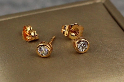 Сережки гвоздики Xuping Jewelry камінь в обідку 4 мм золотисті