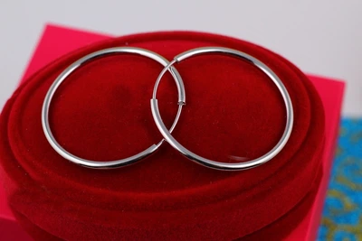 Серьги кольца Xuping Jewelry 3,5 см серебристые